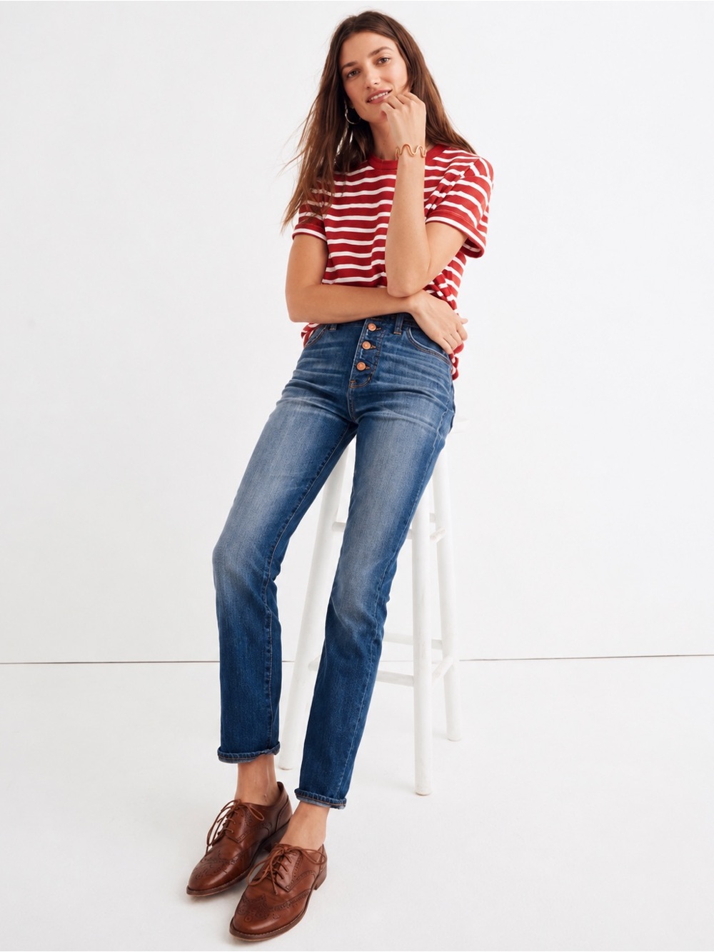 Madewell Perfect Vintage Jeans 26 Ames Wash High Rise Button Fly Comfort Stretch